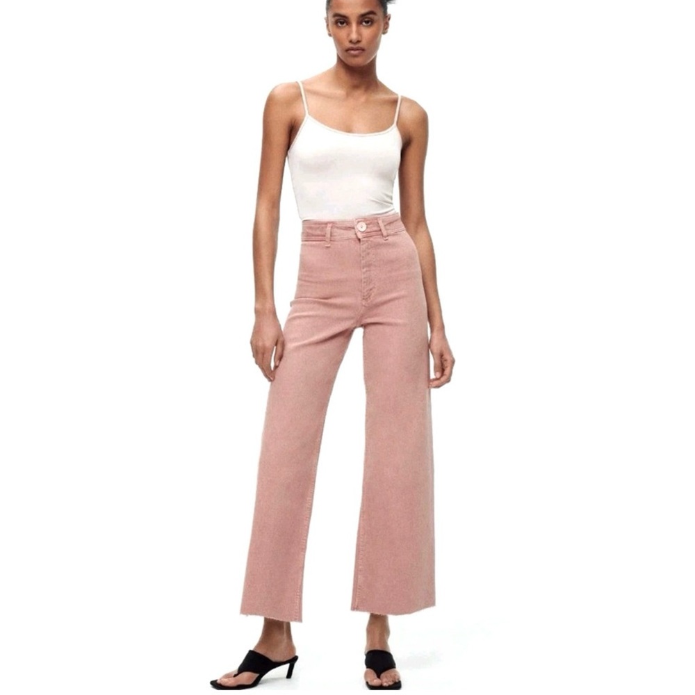 Zara Marine Straight Women's Pink Wide-Leg Jeans
